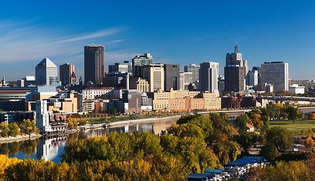 Saint Paul skyline along the Mississippi River, representing Minnesota down payment assistance programs